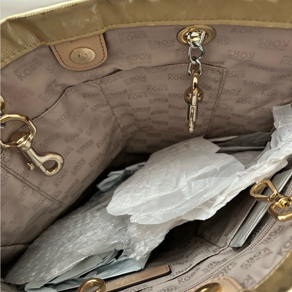 Gold Michael Kors Purse with Chain Straps - NEW